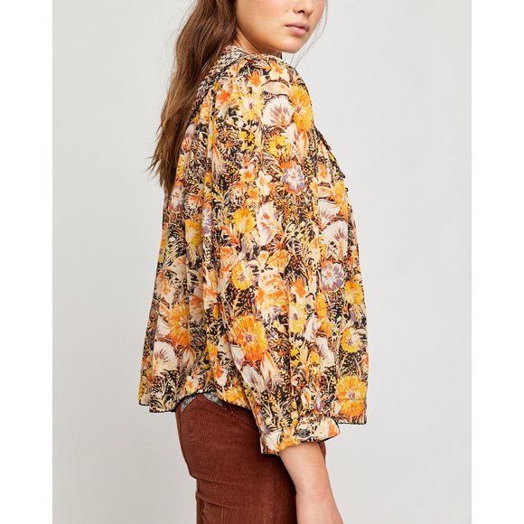 NWT Free People Cool Meadow Printed Top / Midnight - Picture 2 of 6